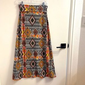 Aztec/African Print Maxi Skirt, Hot Kiss, Size Small